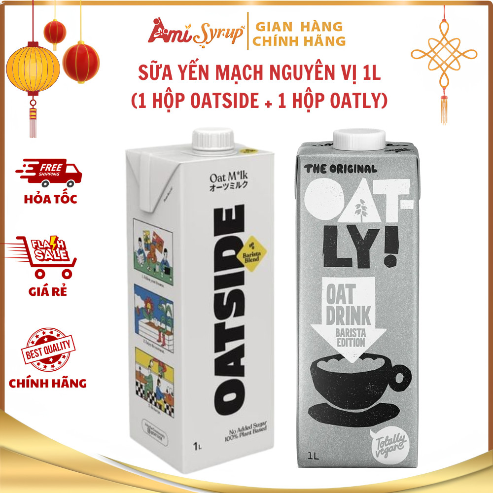 [COMBO MIX 2 Hộp] Sữa Yến Mạch Nguyên Vị Oatside 1L Và OATLY Barista Edition 1L Thơm Ngon Lành Mạnh
