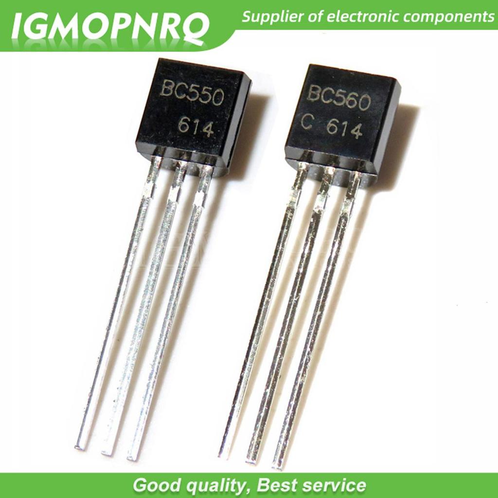 Bộ 50 BC550C + BC560C mỗi 25 chiếc BC550 BC560 Transistor DIP-3 45V 0.1A TO-92 Mới Chính Hãng