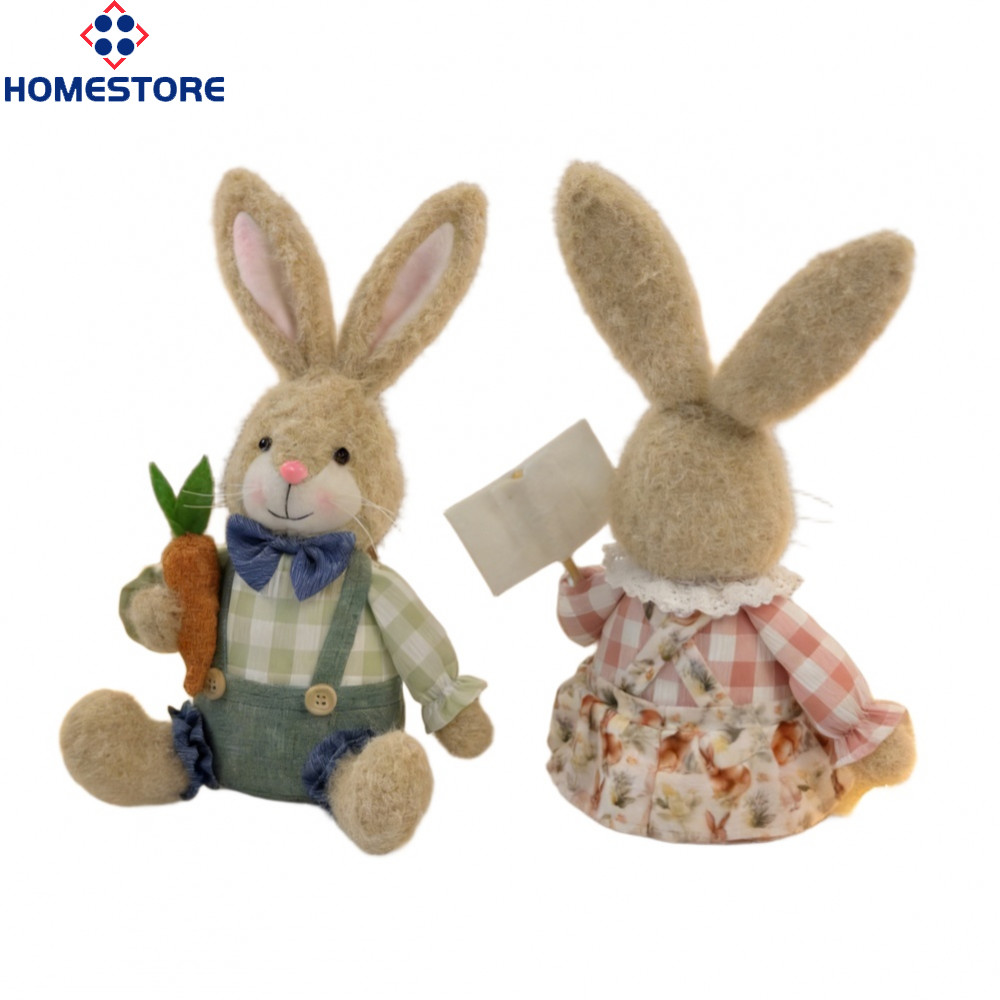 [Homestore]Easter Bunny Plush Soft Plush Fabric Wire In Ears Sitting Pose Cartoon Design