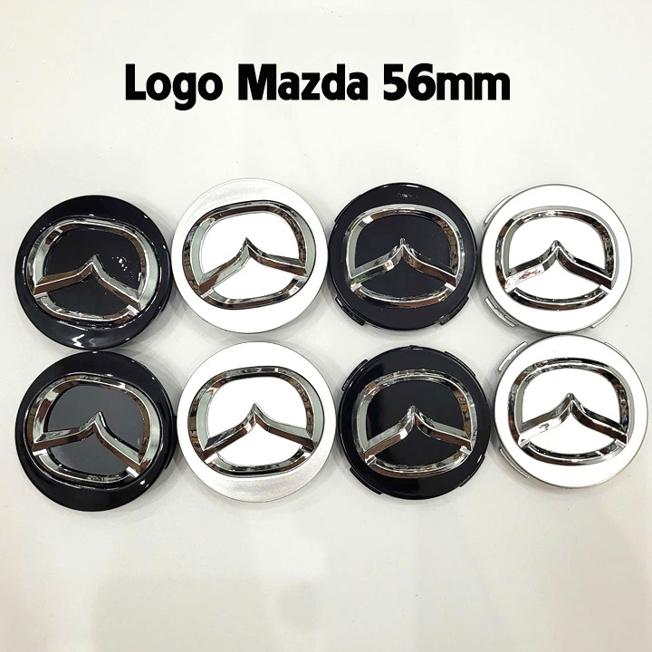 (LOGO) NẮP TRUNG TÂM BÁNH XE MAZDA 56MM – LOGO MAZDA ĐEN / BẠC | CHÂN CAO & CHÂN THẤP | BÁN LẺ HOẶC 