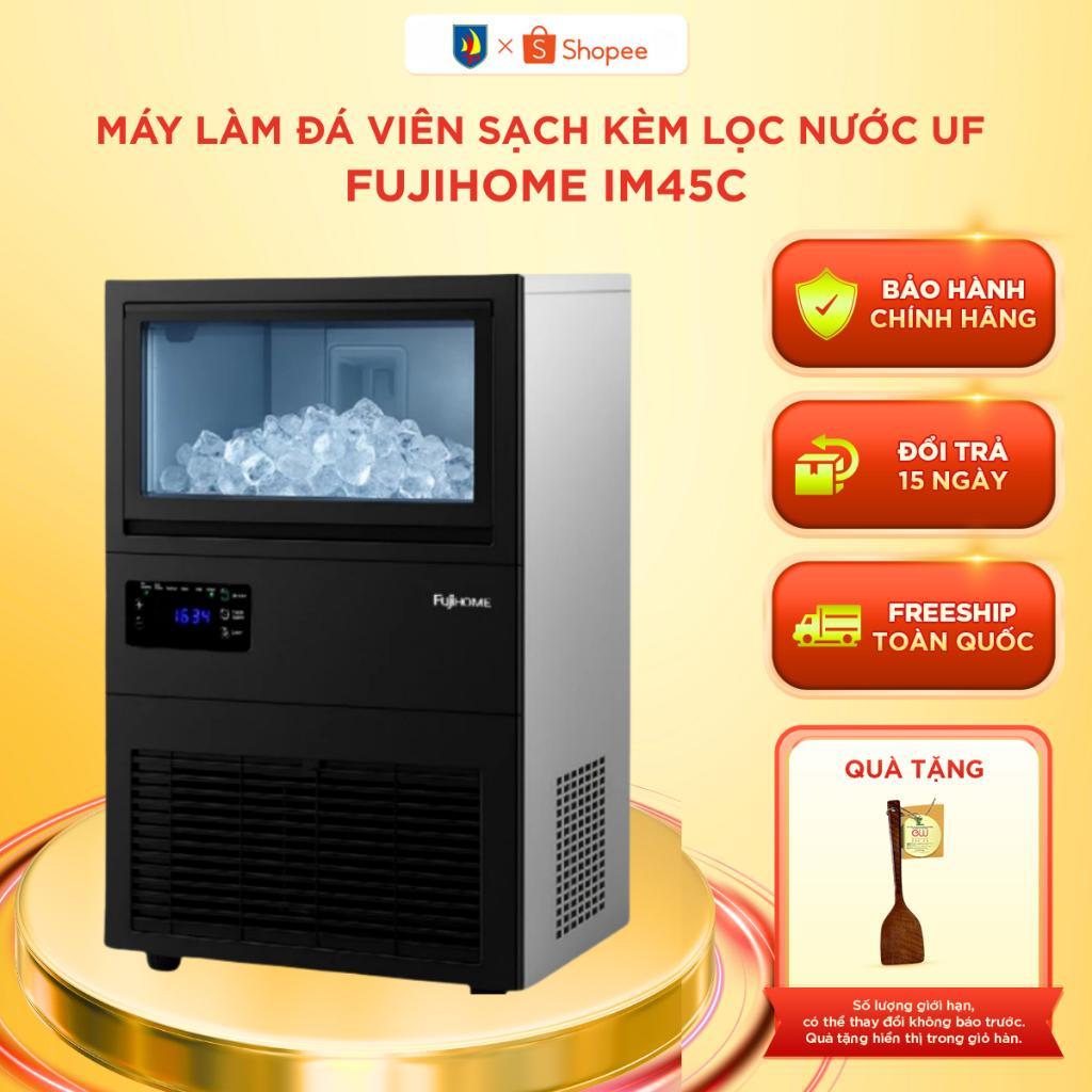 Máy Làm Đá Viên Sạch Kèm Lọc Nước UF Fujihome IM45C, Công Suất 40Kg/ngày, Màn Hình LED, Tự Vệ Sinh