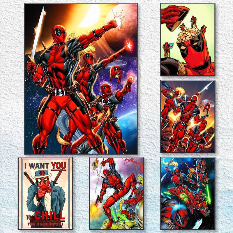 Chống Thấm Nước Không Khung Deadpool Marvel Siêu Anh Hùng Canvas Treo Tường Nghệ Thuật Ngộ nghĩnh In