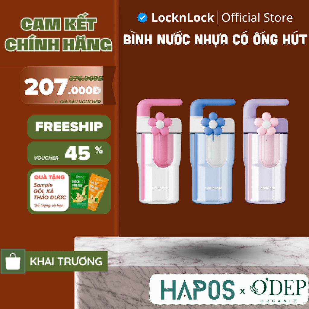 Bình nước nhựa LocknLock 770ml có ống hút và tay cầm Handy Infuser Bottle ABF916, Hàng chính hãng - 