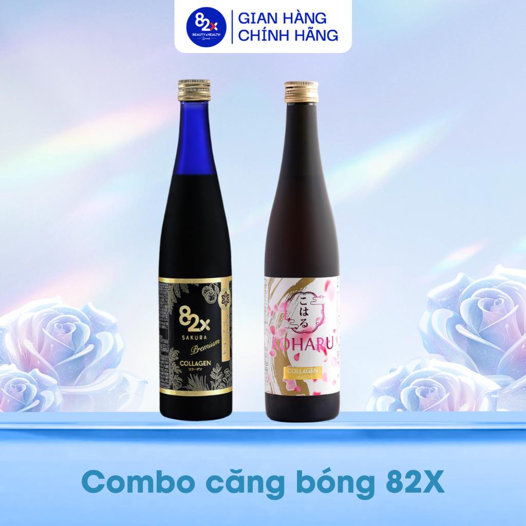 Combo 1 Chai Nước uống 82X Collagen Sakura & 1 Chai 82X Collagen Koharu 500ml/Chai