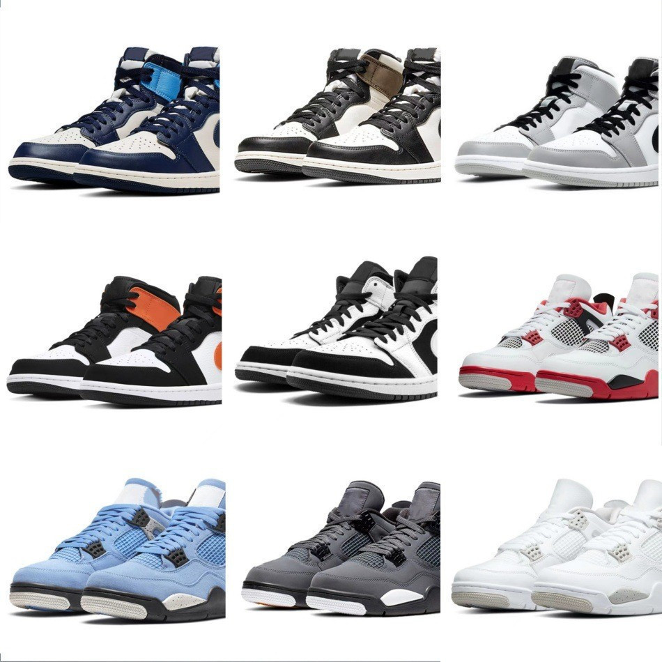 AJ1 Cao Cấp Obsidian Bắc Carolina Xanh Đen Trắng Gấu Trúc Đen Cam Vỡ Khóa Giày Bóng Rổ AJ4 Xi Măng T