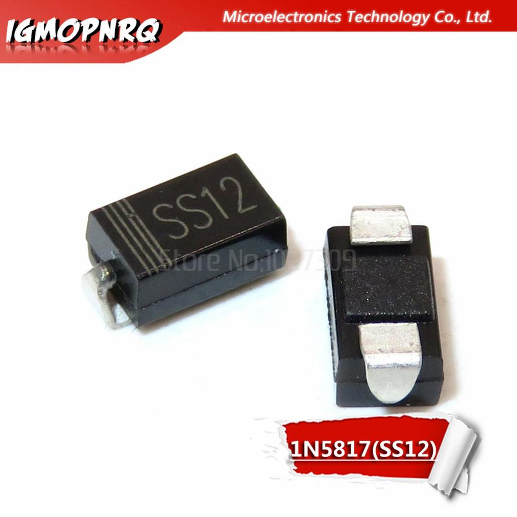 100 chiếc SMA 1N5817 smd diode ss12 1A 20V do-214ac IN5817 Schottky