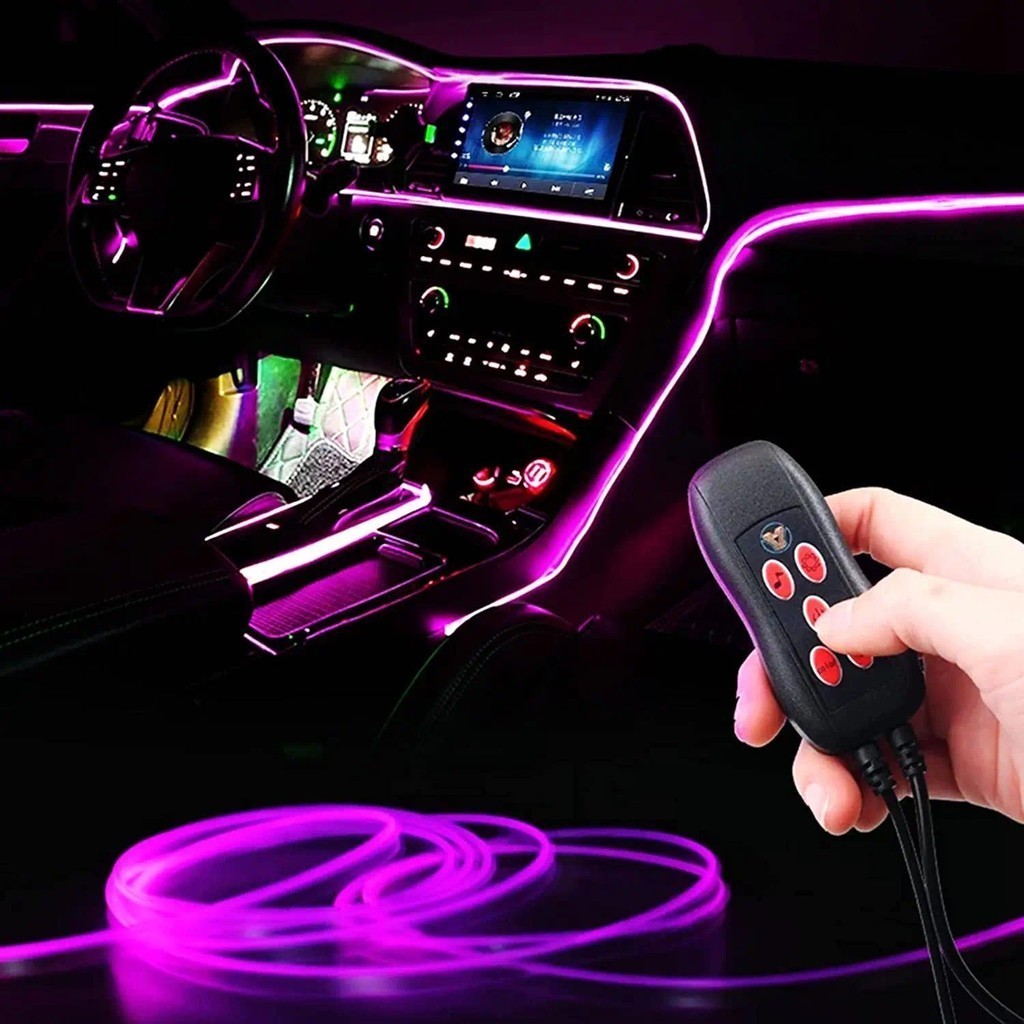Đèn dây ô tô nội thất, USB Music Sync Nhiều màu Nhiều chế độ Đèn LED sợi quang xung quanh Bộ dụng cụ