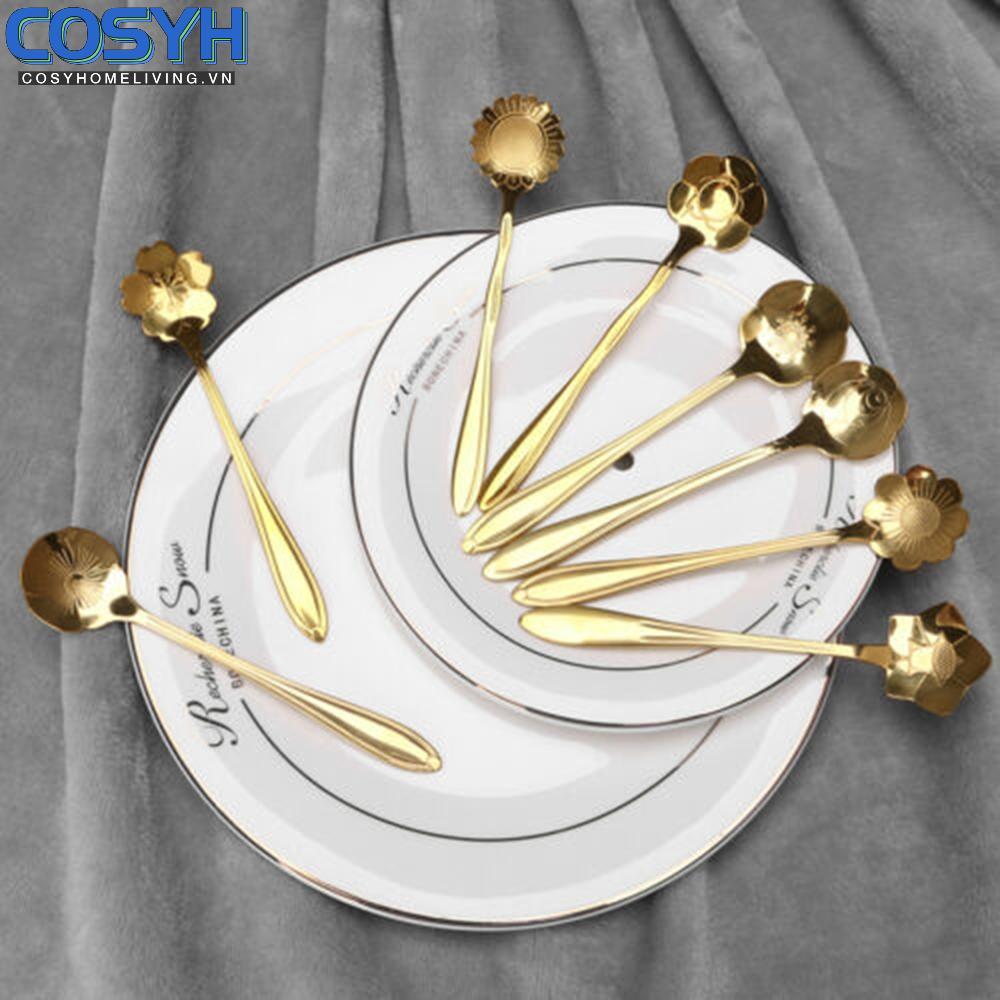 <cosyh>Coffee Spoon Dessert Flower Shape Tea Cutlery Rustproof Stirring Sugar