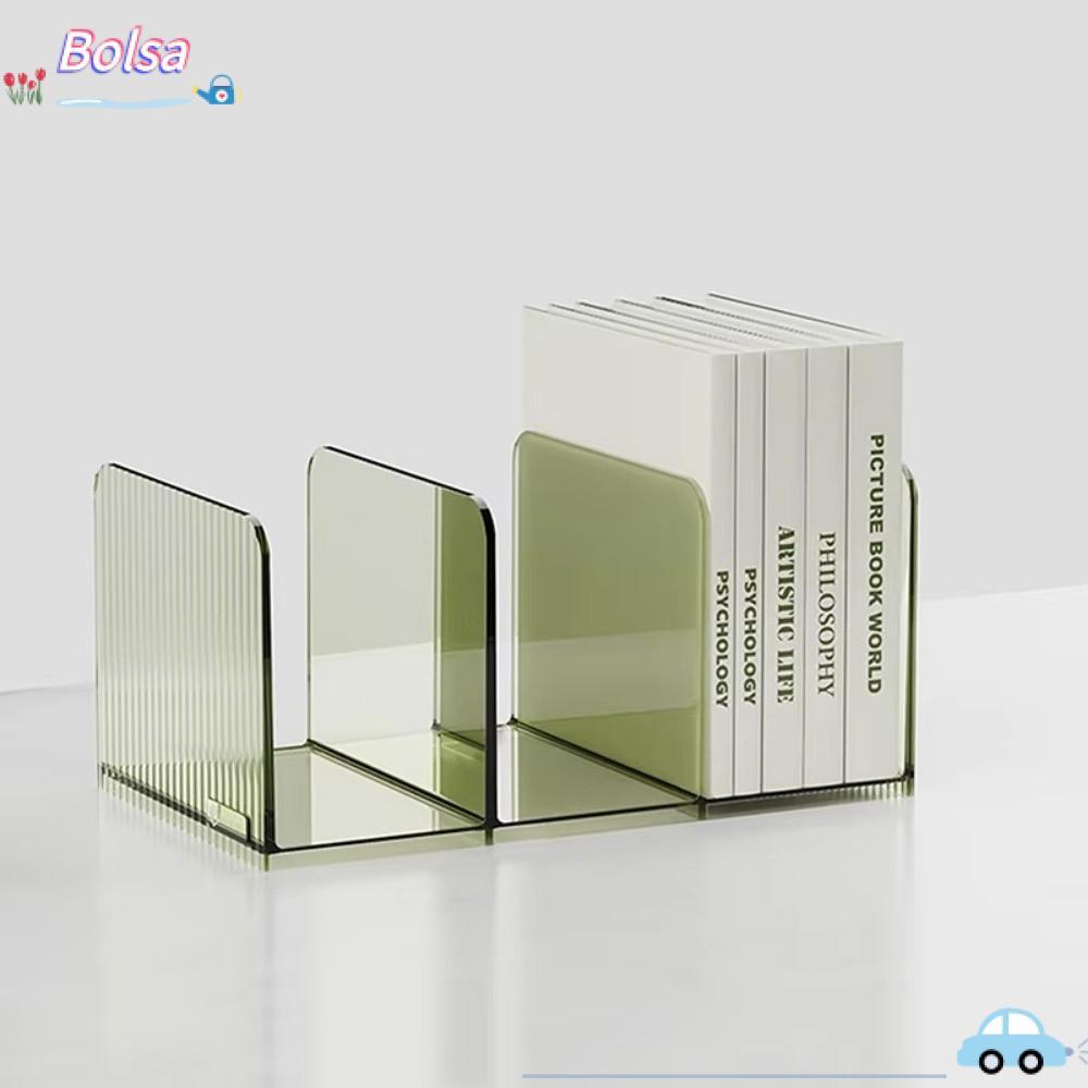 Giá đỡ sách BOLSA, Giá sách PET trong suốt, Giá đỡ sách Bookend 2025 Trang trí máy tính để bàn