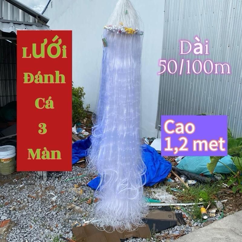 Lưới bắt cá 3 màn dạo sâu 1,2m, dài 90/100m Fishing Bắt cá