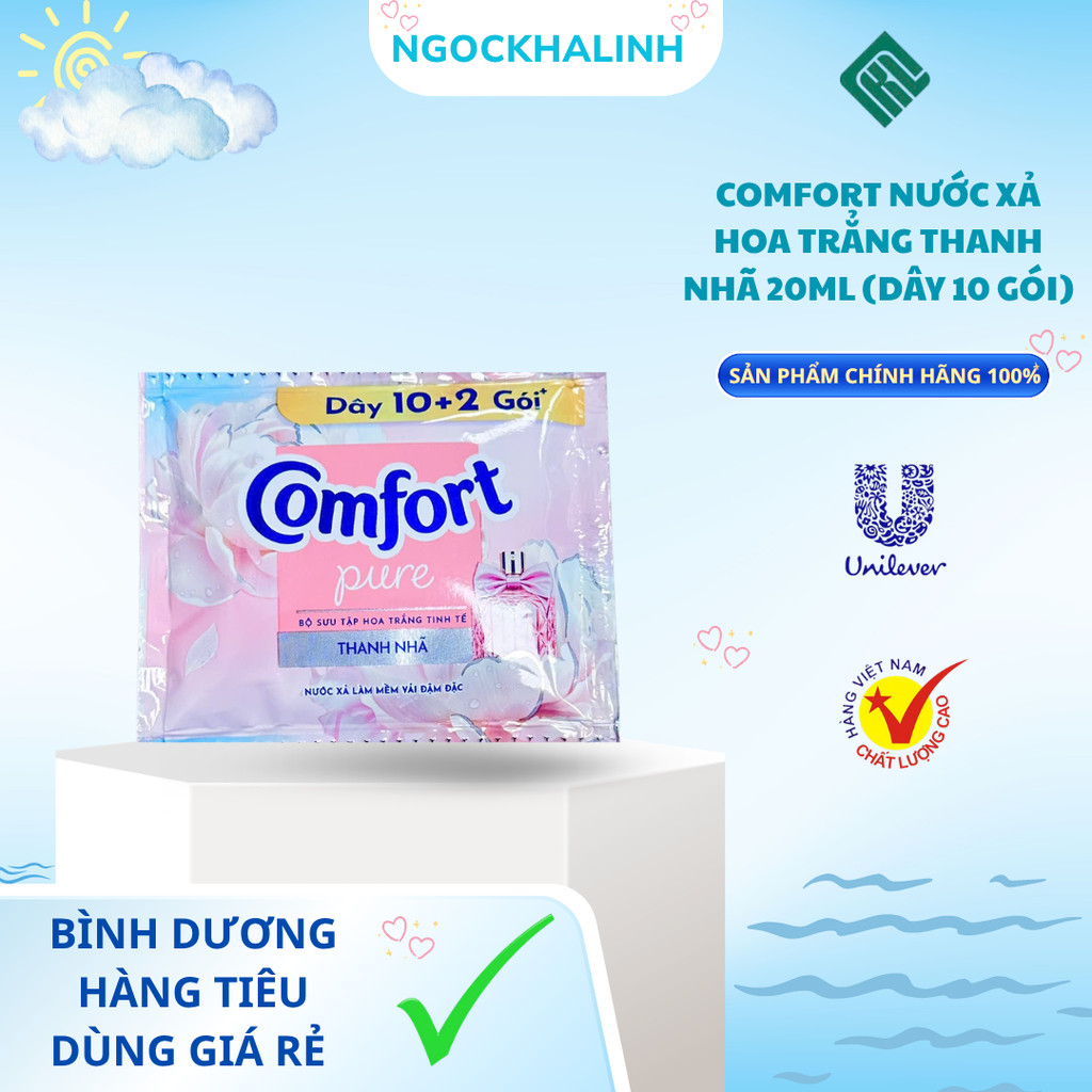 Nước xả vả Comfort hoa trẳng thanh nhã 20ml (dây 10 gói)