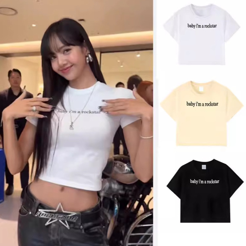 Lisa Rockstar Pop-up Shop Áo thun ngắn tay in hình cùng phong cách