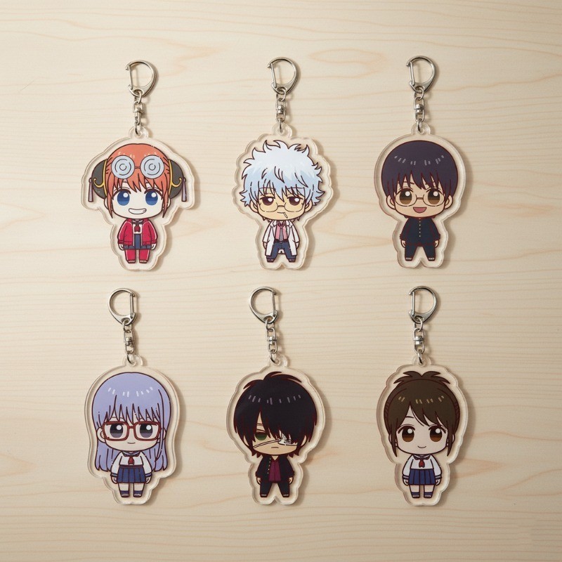 Gintama Anime KeyChain Sakata Gintoki Shimura Shinpachi Men Key Chain for Women Cartoon Figure