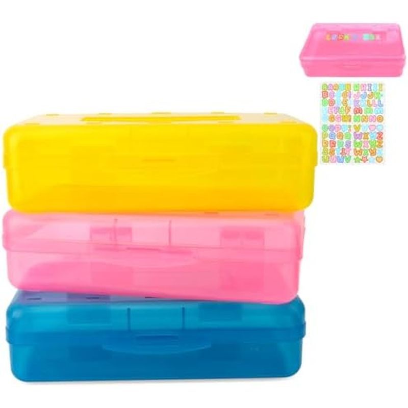 Case Hard Plastic Pencil Box Office Supplies Storage Container Organizer Boxes for Girls Boys Big Ca