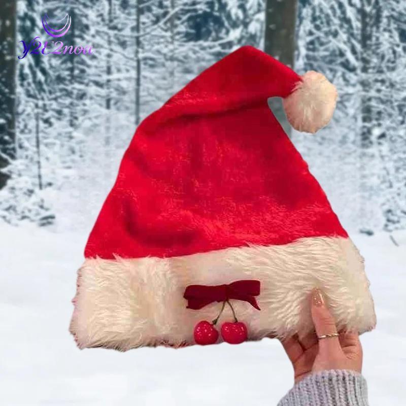 Y2E2noa Giáng Sinh Ông Già Noel Mũ Xmas Dài Sang Trọng Ngày Lễ Mũ Đỏ Cho Người Lớn Và Trẻ Em Unisex 