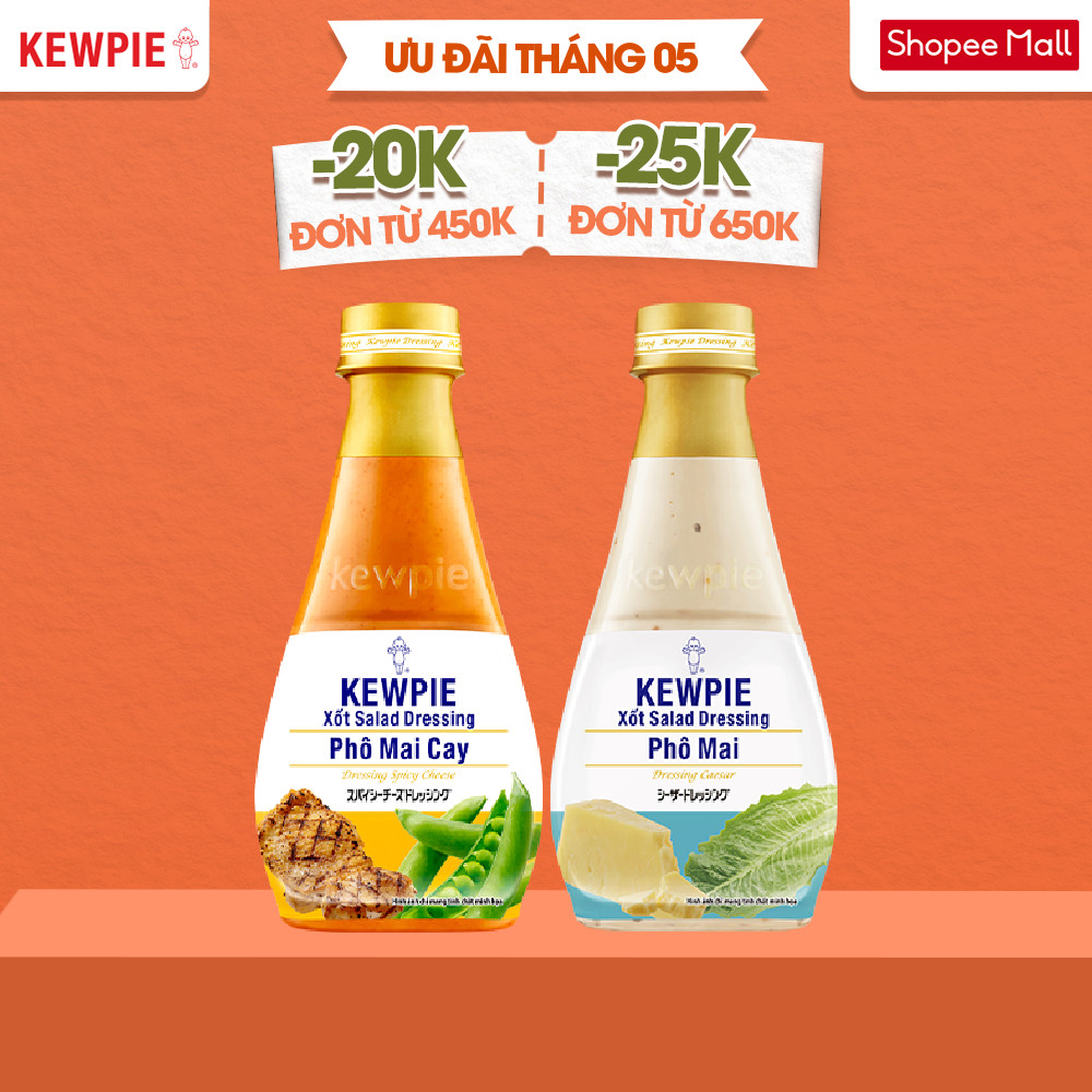 Combo cheese lover Kewpie: Xốt Salad Dressing Phô Mai 210ml & Phô Mai Cay 210ml