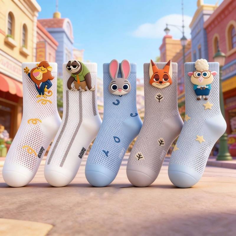 Zootopia Children's Socks Spring and Summer Cotton Socks Thin Mesh Tube Socks Boys and Girls Summer 