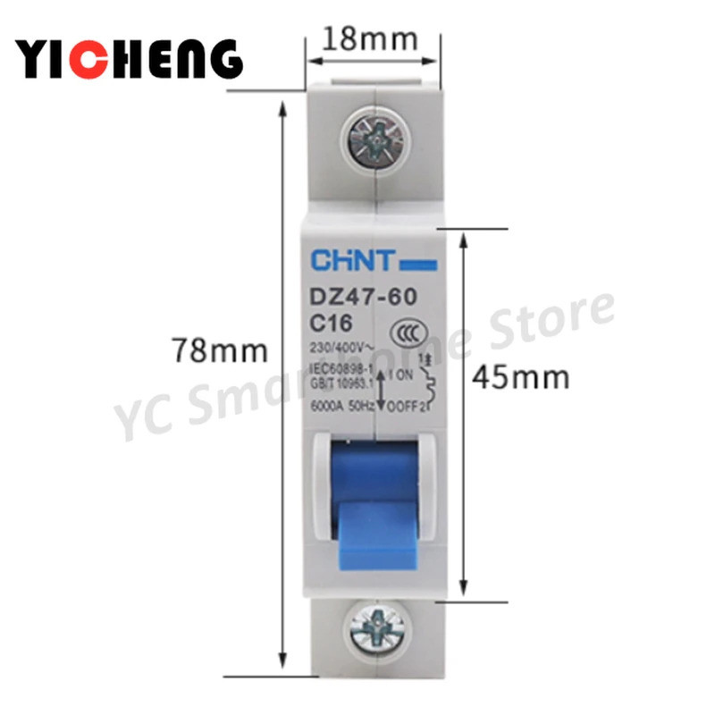 FZ1pcs Chint DZ47-60 hộ gia đình một pha 1PC1-60A công tắc ngắt mạch thu nhỏ (tùy chọn bộ ngắt mạch 