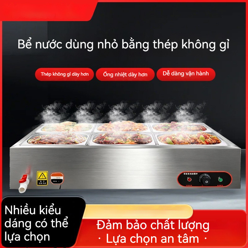 F1-E1newBàn phục vụ thức ăn bằng thép không gỉ nhỏ. Bàn sưởi điện để hầm súp trên mặt bàn. - Warming