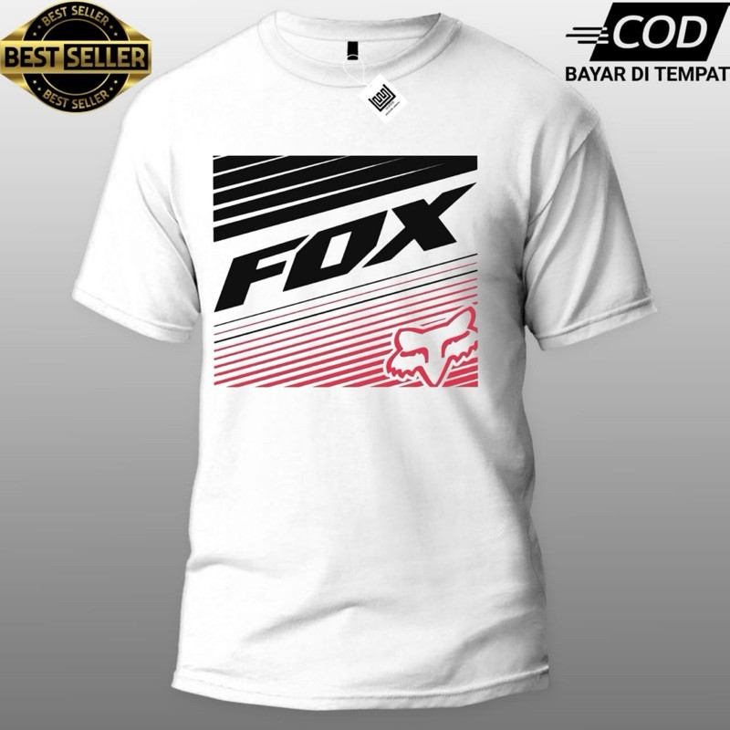 Thời trang mùa hè Áo thun ngắn tay FOX RACING màu in logo dáng rộng