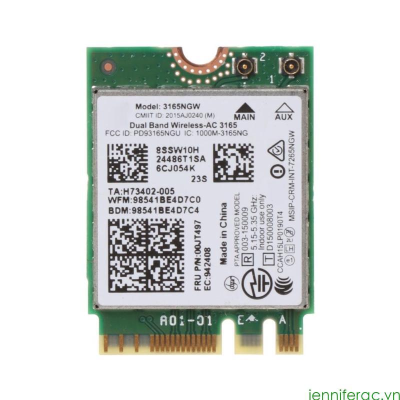 Jenniferac Wireless-AC 3165 3165NGW Wi-Fi băng tần kép NGFF cho giao diện M 2 Thẻ WiFi 4 0 tương thí