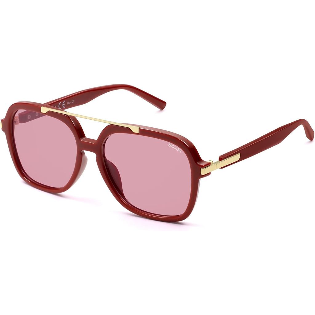 Kính râm Aviator phân cực hợp thời trang SOJOS dành cho nam giới, 70s 80 Retro Square Aviators Kính 