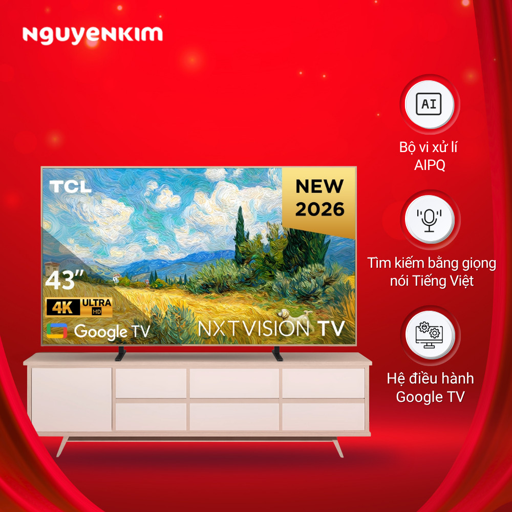 [Mới 2026] Google Tivi QLED TCL 4K 43 inch 43A400 Pro