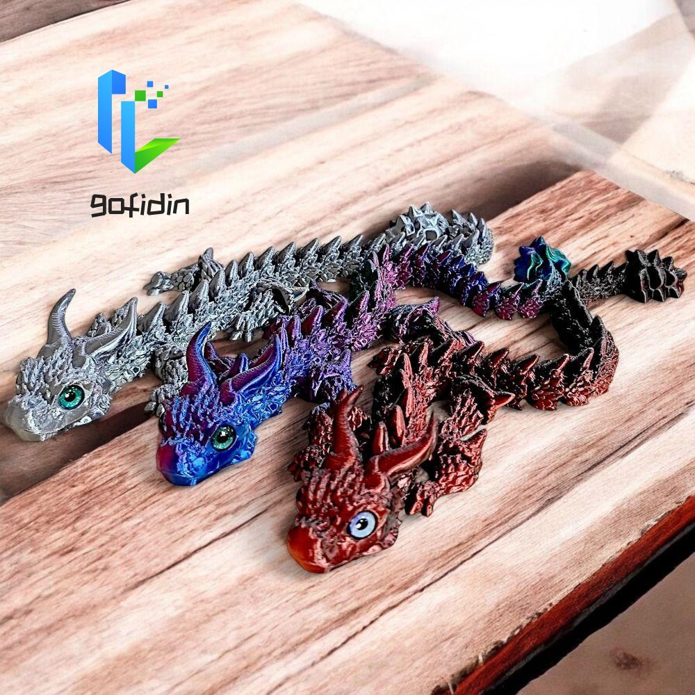GOFIDIN 3D In Rồng, Laser Rồng Trung Quốc 3D In Diceratops Rồng, Khớp có thể xoay được Mô phỏng Mắt 