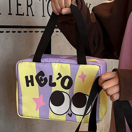 Lunch Box Bag Cute Contrast Color Hand Carry Heat Preservation Bag Students Lunch Bag Thickened Lunc