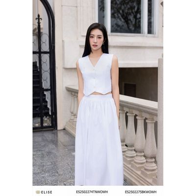 Áo gile thô trắng bổ can ngực thiết kế Elise ES2502274TNWOWH