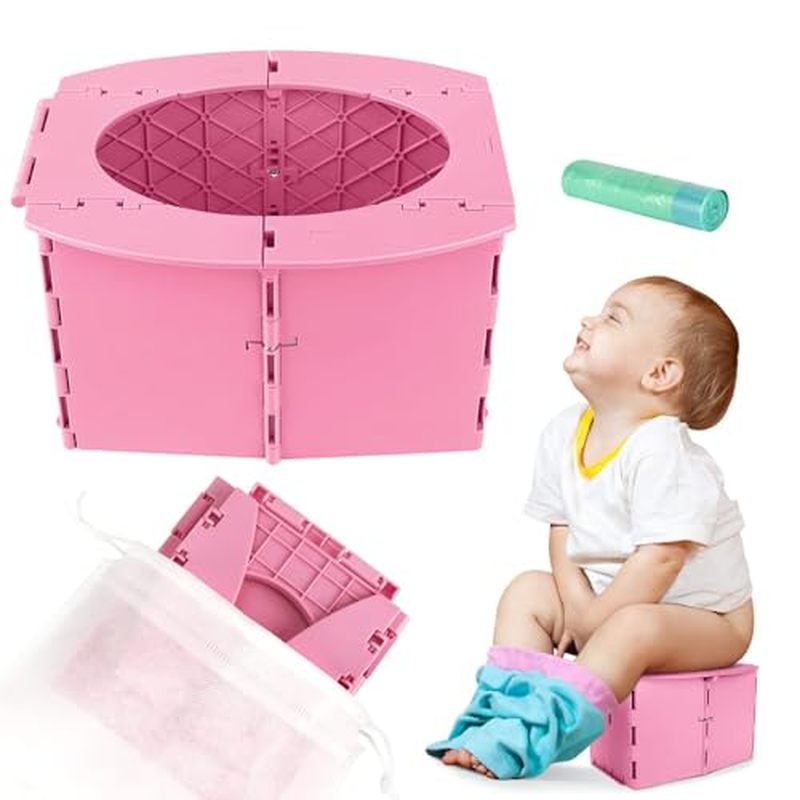 Travel Potty for Kids, Reusable Portable Folding Potty for Toddler, Foldable Toilet for Outdoor Camp