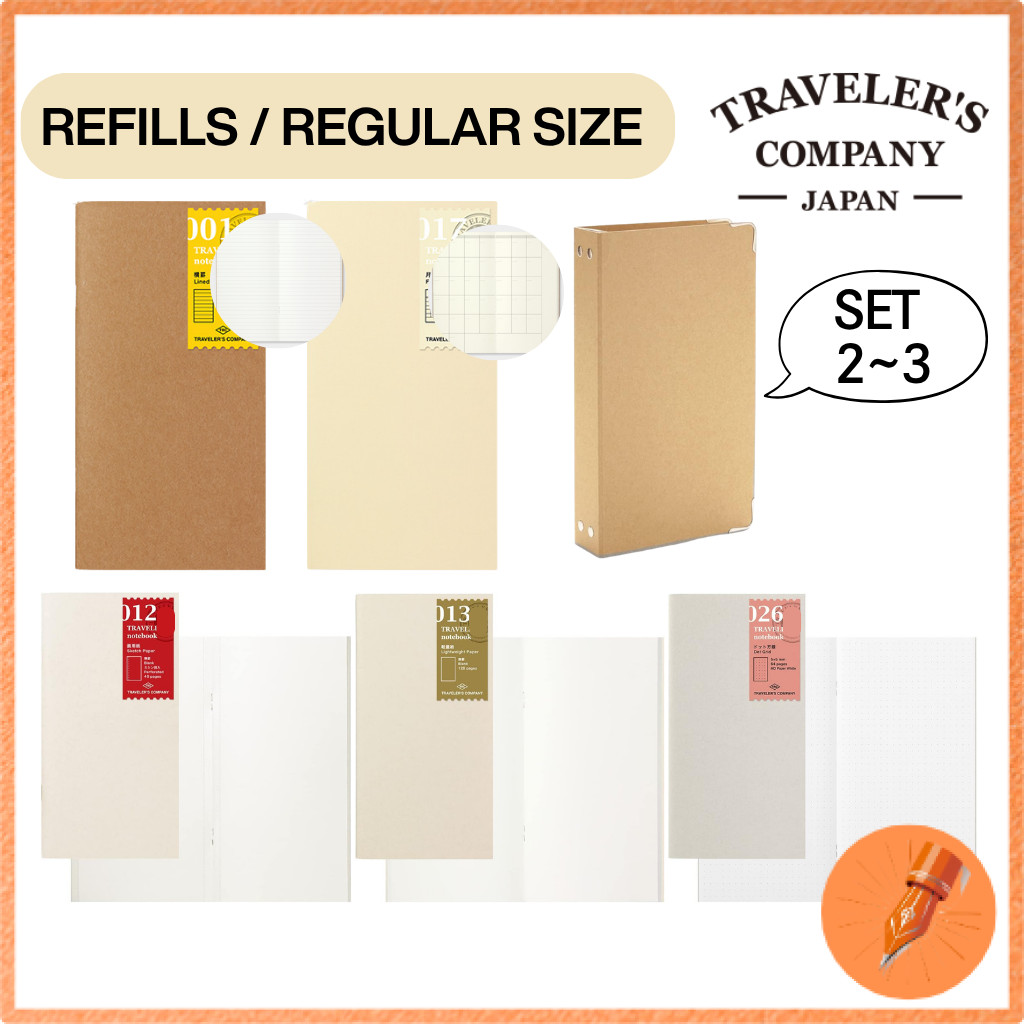 Travelers Notebook Regular Size Refill Pack including Grid, Craft Paper, Monthly, Weekly, Graph, Lin