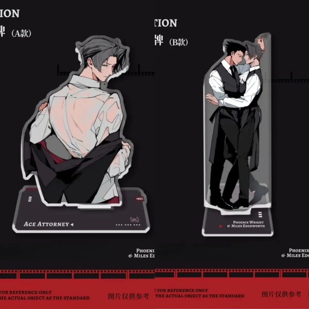 Standee Ace Attorney Mô Hình Mica Phoenix Wright Miles Edgeworth Gyakuten Saiban Trang Trí Bàn Học Q