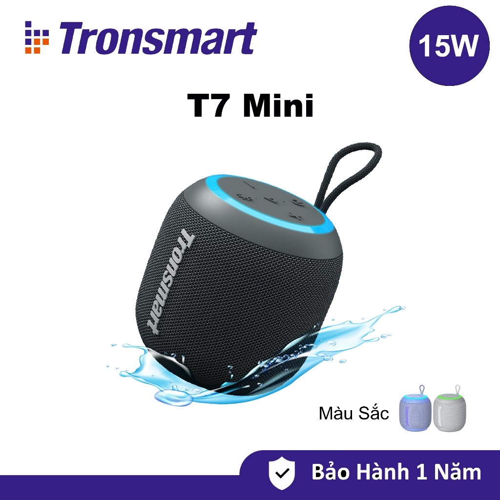 Loa bluetooth 5.3 Tronsmart T7 Mini Loa Di Động công suất 15W, Chống Thấm Nước  IPX7 , Chế Độ Đèn LE