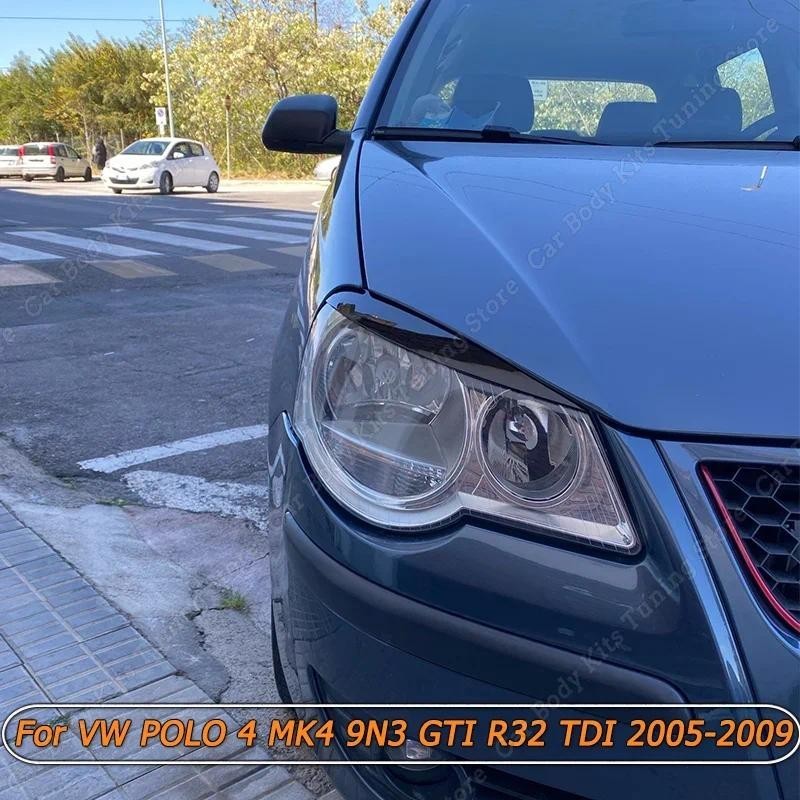 Đèn Pha Mí Mắt Nắp Mắt Miếng Dán Viền Lông Mày Cho VW POLO 4 MK4 9N3 GTI R32 TDI 2005-2009 Bóng Màu 