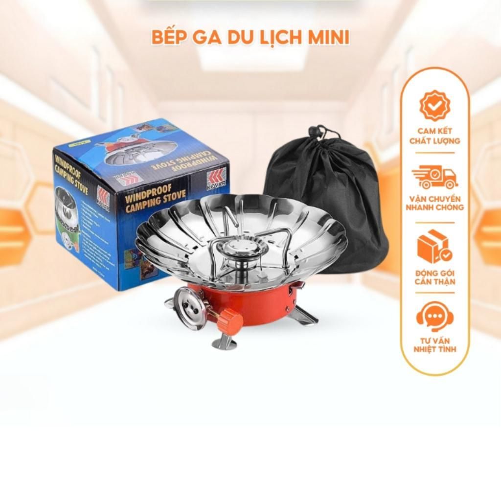 Bếp ga du lịch mini, Bếp ga gấp gọn đa năng tặng dây dẫn gas, thiết kế nhỏ gọn, tiện dụng