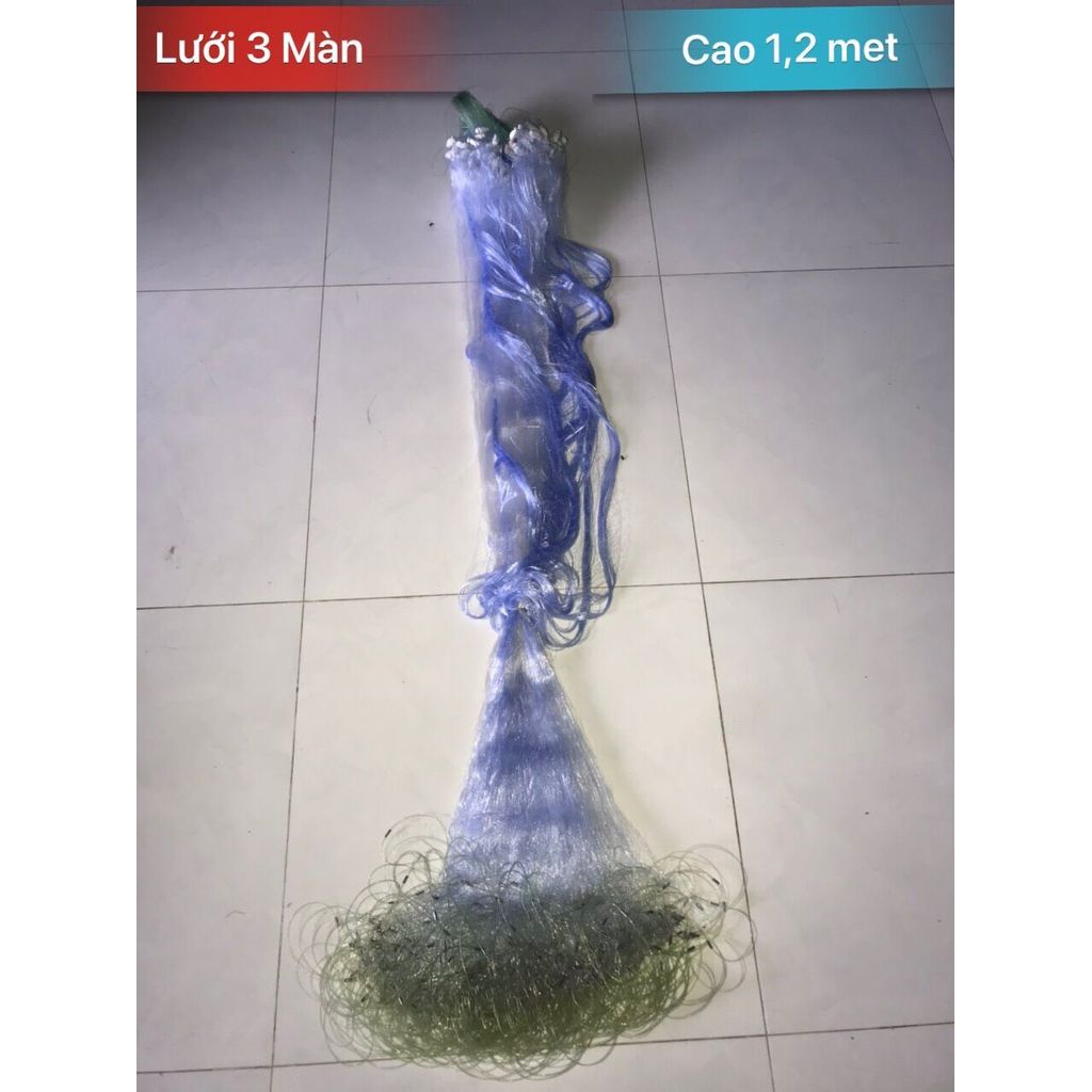 Lưới đánh cá, lưới 3 lớp, lưới bắt cá, lưới 3 màn - dài 90/100m - cao 1,2m -Thái Lan