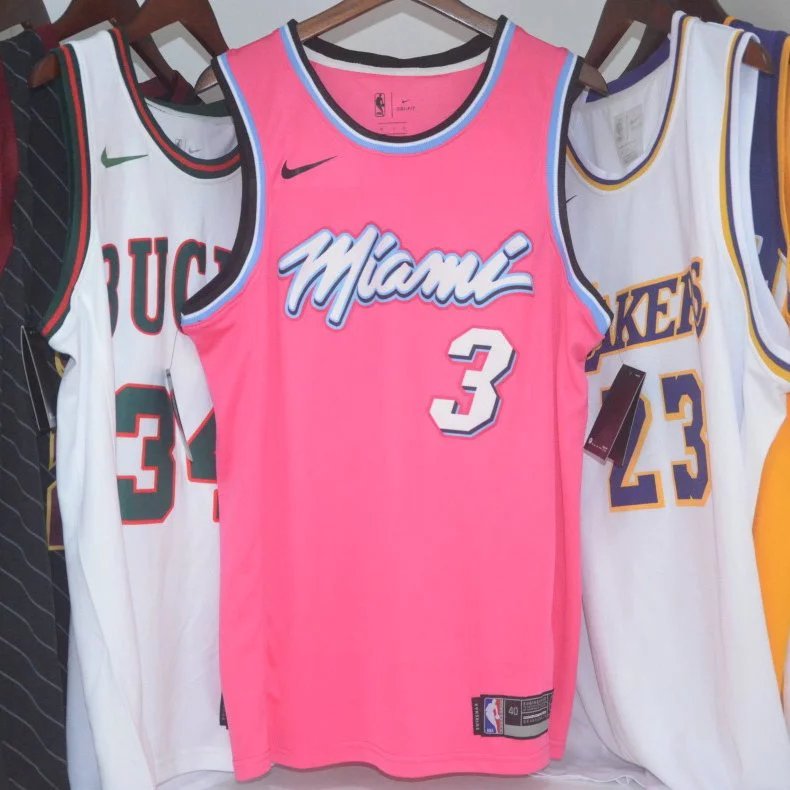 Mùa giải mới 18-19 NBA Heat No. 3 Wade Jersey Dwyane Wade Hot Press Đồng phục bóng rổ Earned Achieve