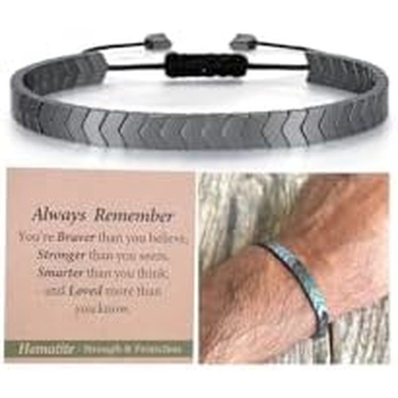 Natural Hematite Arrow Bracelet-Handmade Gifts for Him/Her-Strength/Protection-Unisex Style/Adjustab