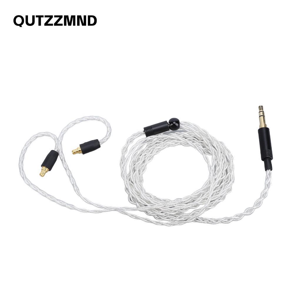 Cáp thay thế tai nghe QUTZZMND, Dây nâng cấp tai nghe cắm âm thanh nổi 3,5 mm bằng đồng mạ bạc, Cáp 