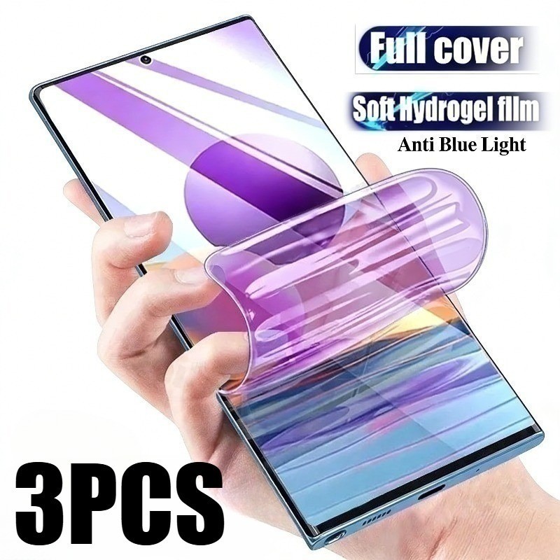 3 Chiếc Full Cover Chống Ánh Sáng Xanh Mềm Hydrogel Cho Tecno Pop Pouvoir 3 5 5X 6 7 8 9 LTE Plus Pr