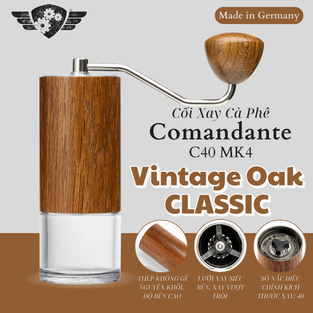 Cối Xay Cà Phê Comandante C40 Nitro Blade Vintage Oak Classic