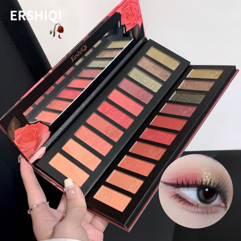 ERSHIQI Rose Ten Color Eye Shadow Pearl Matte Earth Color Pink Eye Shadow Plate