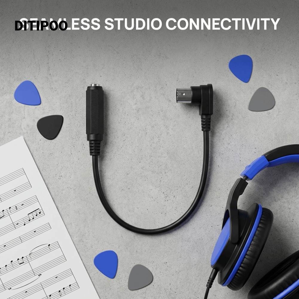 Cáp DITIPOO 6.35mm sang MIDI 5 chân, Cáp chuyển đổi âm thanh 90 độ 30cm / 11.8in, Cắm và chạy đa năn