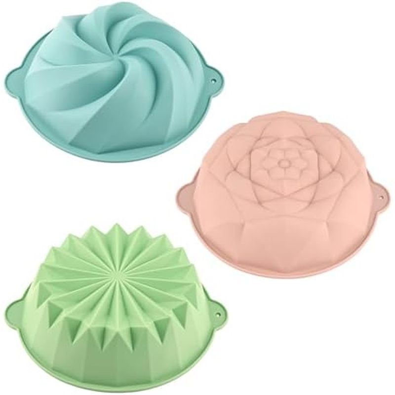 HUAKENER 2 Pcs Charlotte Cake Pan, 8 Inch Round Cake Pan, Nonstick Silicone Cake Molds for Cheese Ca