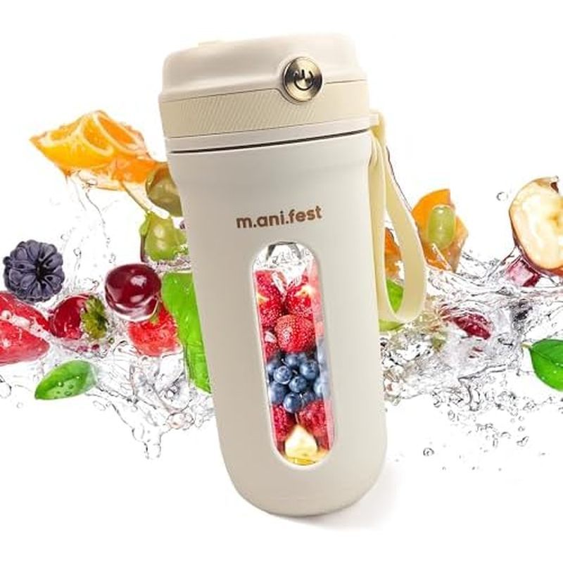 M.ani.fest Portable Blender 350ml – USB Rechargeable Mini Juicer Cup with Type-C, Upgraded Motor, Pe