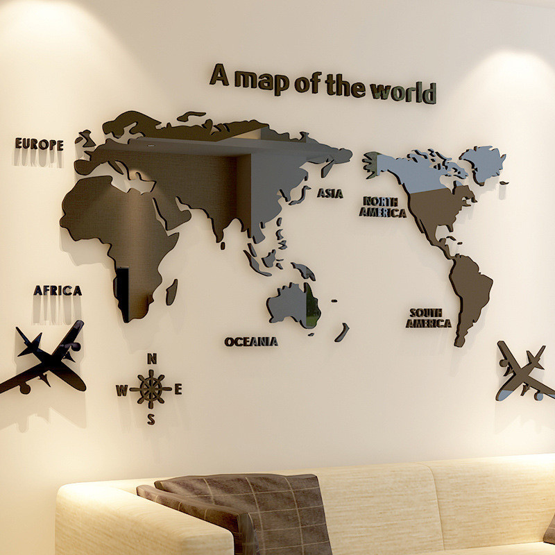 Sáng Tạo Nhà Nền Dán Tường Acrylic 3d Ba Chiều Dán Tường Phòng Khách Tivi Nền M70-Map