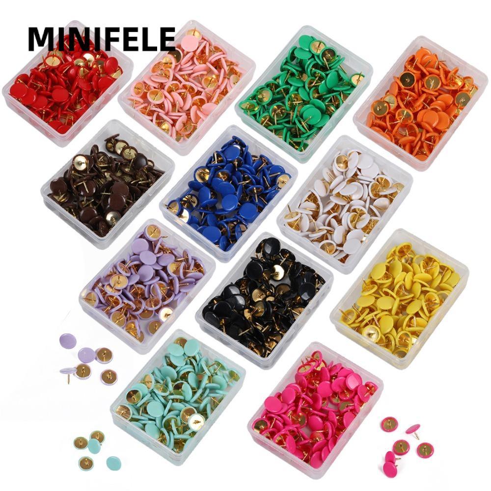 MINIFELE 100 Cái Tacks, Thumb Bulletin Vẽ Chân đẩy tròn, Tacks Point Round Head Màu kim loại Cork Bo