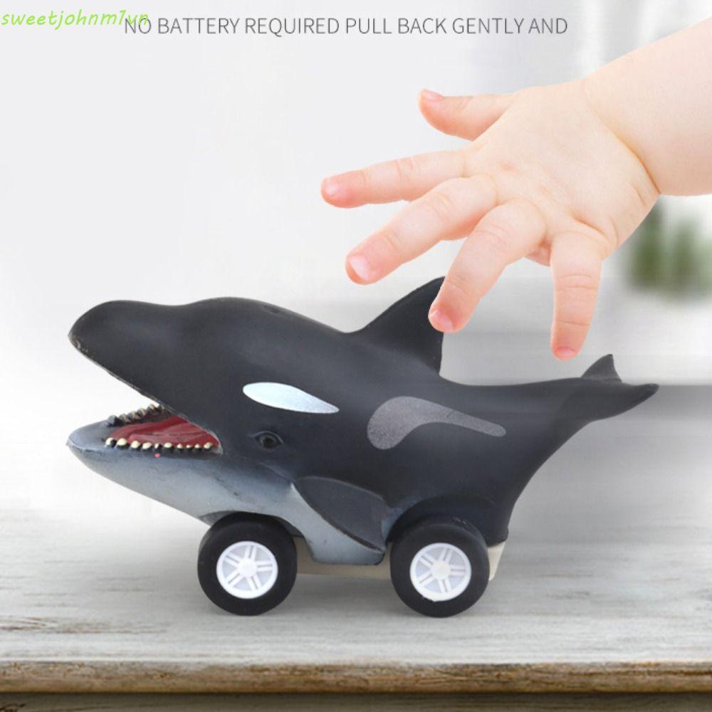 SWEETFASHION Press and Go Car Toy, Great White Shark Mini Dolphin Inertia Car Toy, Creative Cool Cut