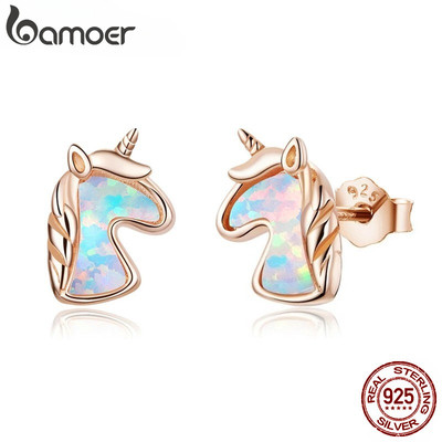 Bamoer Bông Tai bạc 925 Đính Đá opal 2 Màu Sắc Thời Trang Cho Nữ Drops sce815